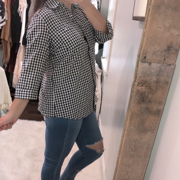 Croft & Barrow large black & white checkered top - Picture 2 of 4